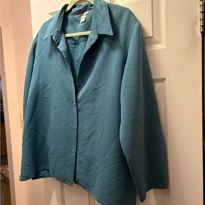 Teal Button-Up Blouse